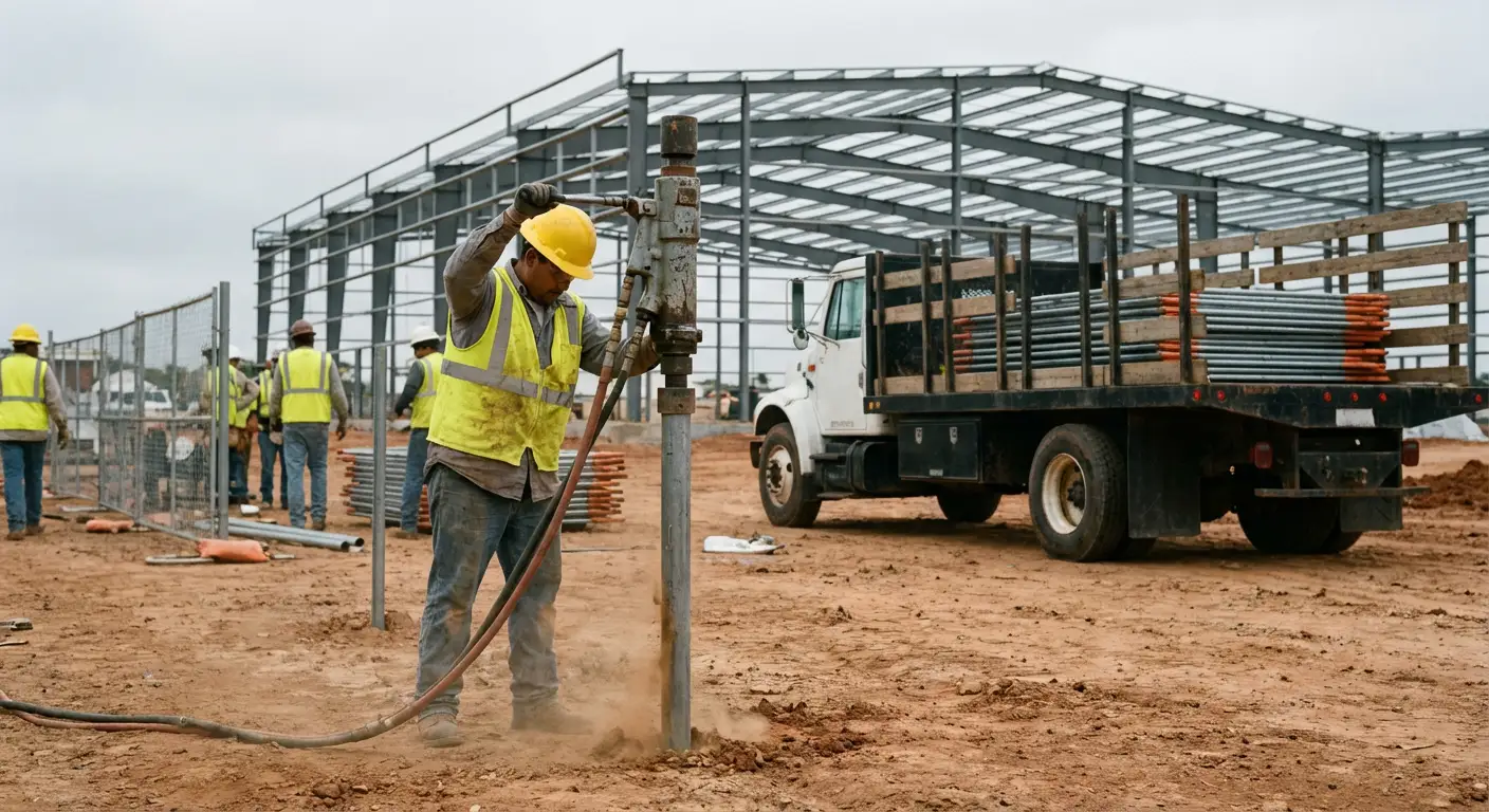 Industrial fencing installation site in Lynwood, CA