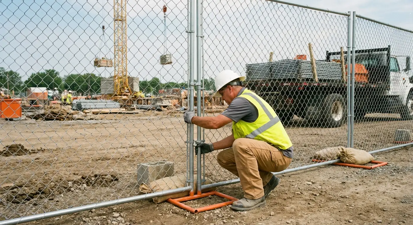 Comparison of professional fencing solutions versus DIY risks on a construction site in Lynwood, CA