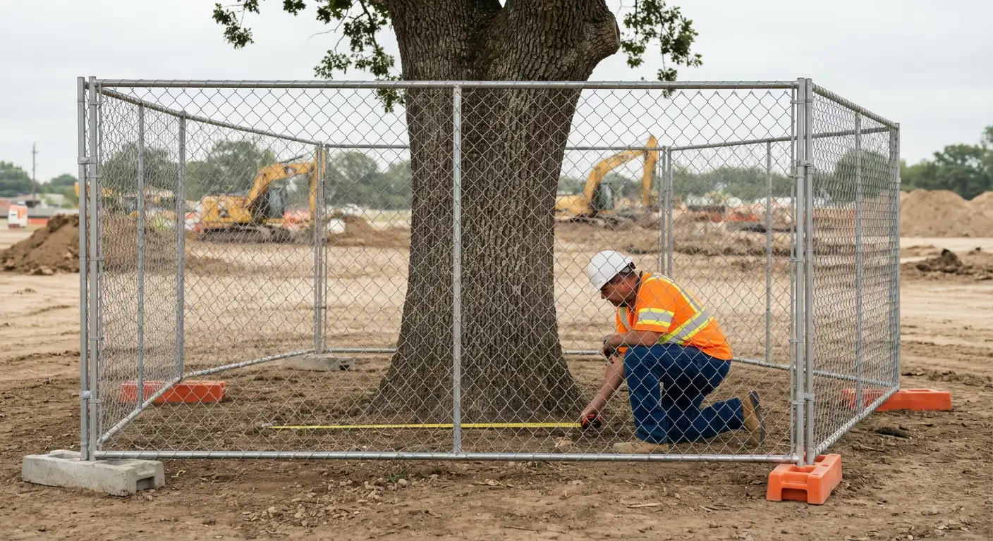 Tree protection zone fencing installation in Lynwood, CA