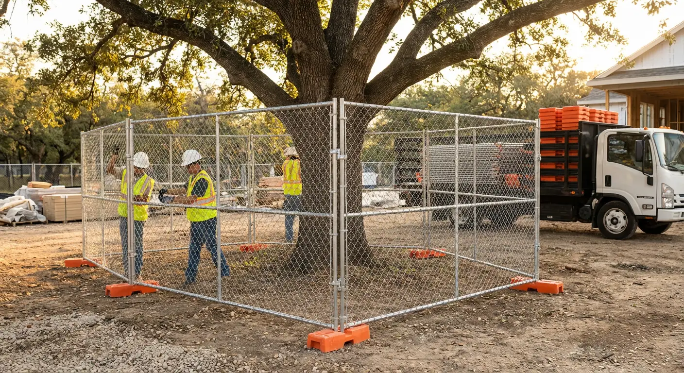 Tree protection zone fencing background in Lynwood, CA
