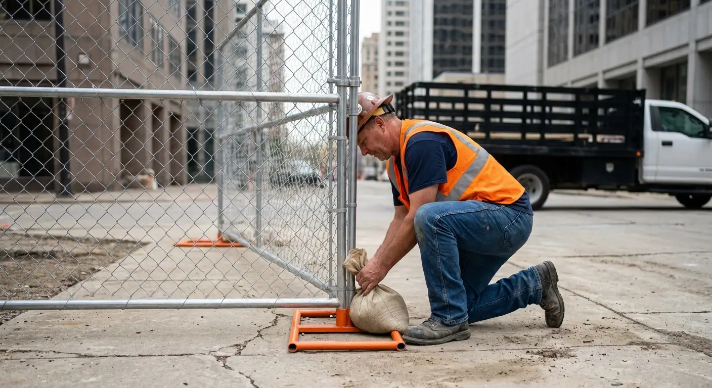 Temporary fence installation in Downtown Lynwood area