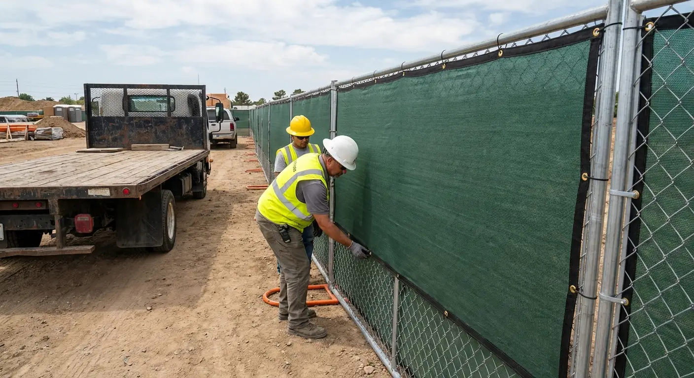 Temporary fence and barricade delivery truck in Lynwood, CA