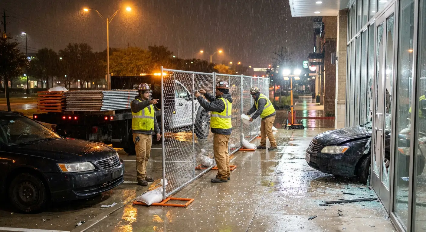 Emergency temporary fencing and dispatch logistics in Lynwood, CA