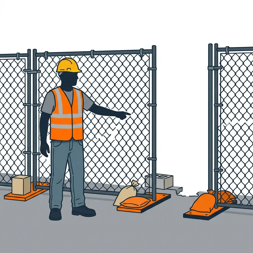 Diagram illustrating common construction site perimeter vulnerabilities in Lynwood, CA